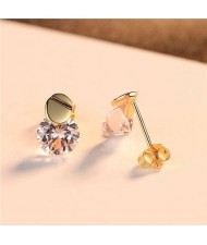 Cubic Zirconia Embellished Simple Fashion 925 Sterling Silver Women Earrings