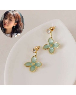 Resin Texture Korean Fashion Flower Design Graceful Women Alloy Earrings