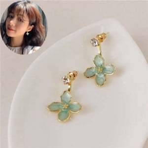 Resin Texture Korean Fashion Flower Design Graceful Women Alloy Earrings