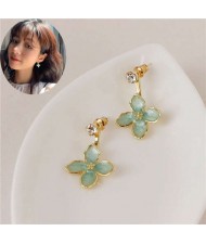 Resin Texture Korean Fashion Flower Design Graceful Women Alloy Earrings