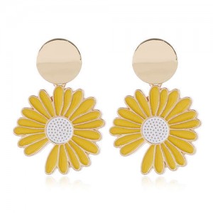 Daisy Design American Fashion Women Alloy Statement Earrings - Yellow