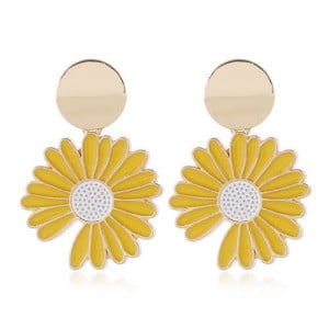 Daisy Design American Fashion Women Alloy Statement Earrings - Yellow