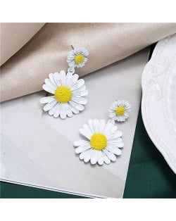 Sweet Daisy Design Korean Fashion Women Alloy Statement Earrings - White