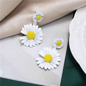 Sweet Daisy Design Korean Fashion Women Alloy Statement Earrings - White