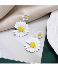 Sweet Daisy Design Korean Fashion Women Alloy Statement Earrings - White