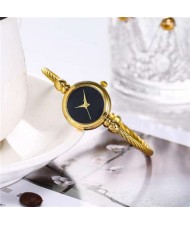 Vintage Golden Unique Black Index Design Women Slim Fashion Bracelet Watch