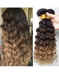 Deep Wave Color 1B/4/27 Brazilian Hair Virgin Human Hair 1 Bundle