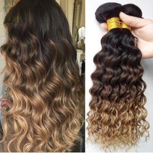 Deep Wave Color 1B/4/27 Brazilian Hair Virgin Human Hair 1 Bundle