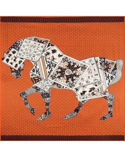 6 Colors Available Abstract Horse Design 130*130 cm Artificial Silk Square Women Scarf