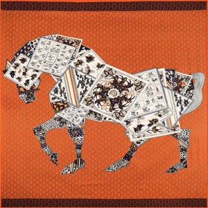 6 Colors Available Abstract Horse Design 130*130 cm Artificial Silk Square Women Scarf