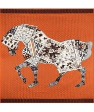 6 Colors Available Abstract Horse Design 130*130 cm Artificial Silk Square Women Scarf
