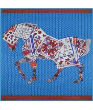 6 Colors Available Abstract Horse Design 130*130 cm Artificial Silk Square Women Scarf