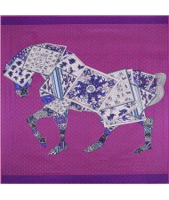 6 Colors Available Abstract Horse Design 130*130 cm Artificial Silk Square Women Scarf