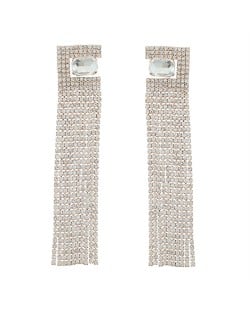 Alluring Splendid Rhinestone Dangling Tassel High Fashion Women Shoulder-duster Earrings - Golden