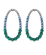 Rhinestone Hollow Waterdrop Design Graceful Women Statement Earrings - Green