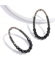 Rhinestone Hollow Waterdrop Design Graceful Women Statement Earrings - Black