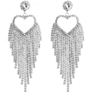 Rhinestone Paved Oval Shape High Fashion Women Ear Stars