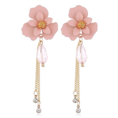 Enamel Flower Beads and Chain Tassel Korean Fashion Alloy Women ...