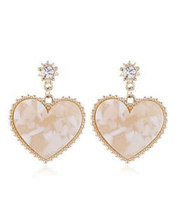 Graceful Resin Heart Korean Fashion Women Costume Earrings