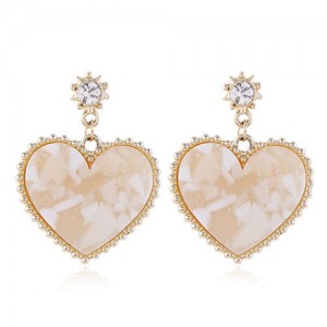 Graceful Resin Heart Korean Fashion Women Costume Earrings