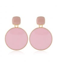Enemal Round Dangling Fashion Women Alloy Costume Earrings - Pink