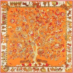 5 Colors Available Auspicious Tree Design 130*130 cm Artificial Silk Square Women Scarf