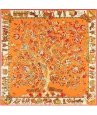 5 Colors Available Auspicious Tree Design 130*130 cm Artificial Silk Square Women Scarf