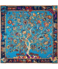 5 Colors Available Auspicious Tree Design 130*130 cm Artificial Silk Square Women Scarf