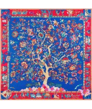 5 Colors Available Auspicious Tree Design 130*130 cm Artificial Silk Square Women Scarf