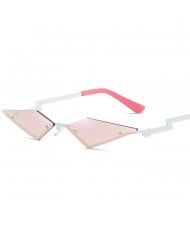 6 Colors Available Irregular Shape Frameless Thunderbolt Design KOL Fashion Women Sunglasses
