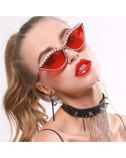 6 Colors Available Rhinestone Embellished Vintage Fashion Cat Eye Women Sunglasses