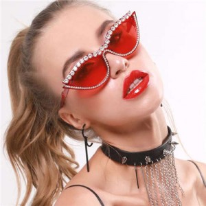 6 Colors Available Rhinestone Embellished Vintage Fashion Cat Eye Women Sunglasses