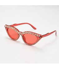6 Colors Available Rhinestone Embellished Vintage Fashion Cat Eye Women Sunglasses