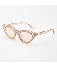 6 Colors Available Rhinestone Embellished Vintage Fashion Cat Eye Women Sunglasses