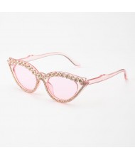 6 Colors Available Rhinestone Embellished Vintage Fashion Cat Eye Women Sunglasses