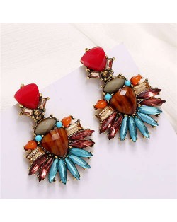 Colorful Jewel Simple Floral Fashion Design Women Statement Earrings