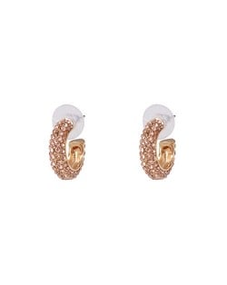 Candy Color Beads Attached Korean Fashion Women Hoop Earrings - Light Pink