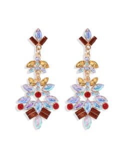 Bold Fashion Rhinstone Flower Shining Style Women Shoulder-duster Costume Earrings - Yellowish Colorful