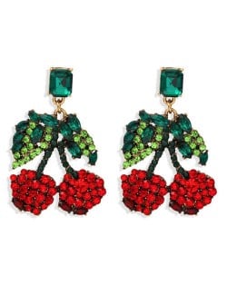 Shining Cherry Design High Fashion Women Alloy Costume Earrings