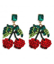 Shining Cherry Design High Fashion Women Alloy Costume Earrings