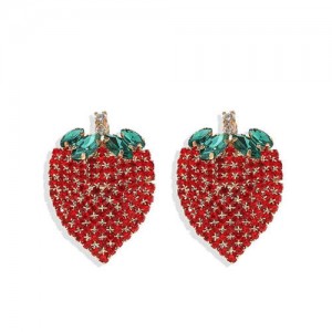 Online Hot Fashion Shining Strawberry Design Women Stud Earrings