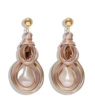 Gem Inlaid Abstract Gourd Shape Design Women Shoulder-duster High Fashion Earrings - Champagne