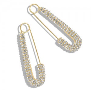 Rhinestone Paper Clips Design Star Fashion Alloy Women Earrings - White