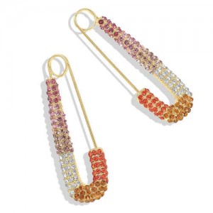 Rhinestone Paper Clips Design Star Fashion Alloy Women Earrings - Colorful
