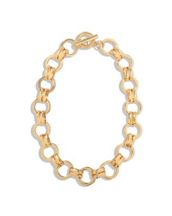 Hip Pop Fashion Simple Golden Chunky Hooped Chain Design Alloy Texture Necklace
