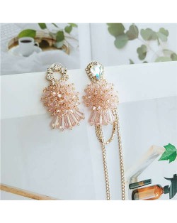 Summer Flowers Asymetric Design Luxurious Fashion Women Alloy Statement Earrings