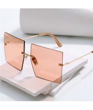 6 Colors Available Large Sqaure Frameless Design High Fashion Women Sunglasses