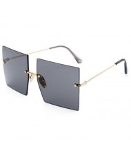 6 Colors Available Large Sqaure Frameless Design High Fashion Women Sunglasses