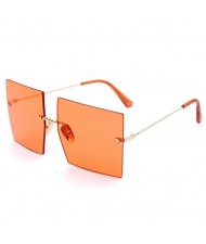 6 Colors Available Large Sqaure Frameless Design High Fashion Women Sunglasses