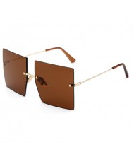6 Colors Available Large Sqaure Frameless Design High Fashion Women Sunglasses